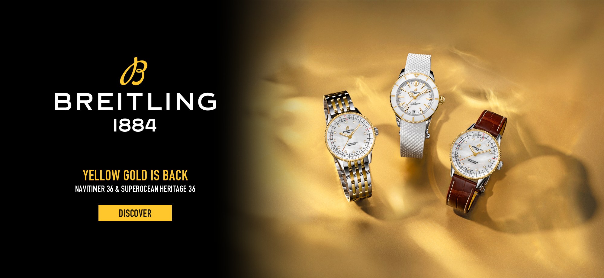 Breitling Navitimer 36 and Superocean Heritage 36 in steel and yellow gold at Paul Medawar Fine Jewelry in Grand Rapids, MI