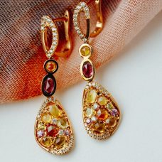 Earrings Dangle Medawar Rose Gold Diamond Assorted Gemstones Grand Rapids Jewelry Store - Earrings Dangle Medawar Rose Gold Diamond Assorted Gemstones