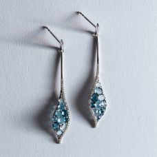 Grand Rapids Jewelry Store - Earrings Dangle Medawar White Gold Diamond Blue Topaz