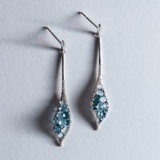 Earrings Dangle Medawar White Gold Diamond Blue Topaz Grand Rapids Jewelry Store - Earrings Dangle Medawar White Gold Diamond Blue Topaz