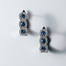 Earrings Hoop Medawar White Gold Diamond Sapphire Grand Rapids Jewelry Store - Earrings Hoop Medawar White Gold Diamond Sapphire