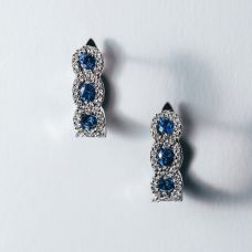 Grand Rapids Jewelry Store - Earrings Hoop Medawar White Gold Diamond Sapphire