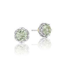 Earrings Tacori Fashion Silver 18k Gold Crescent Crown Studs Prasiolite Quartz Se10512 10 Grand Rapids Jewelry Store - Earrings Tacori Fashion Silver 18k Gold Crescent Crown Studs Prasiolite Quartz Se10512 10