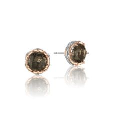 Grand Rapids Jewelry Store - Earrings Tacori Fashion Silver 18k Gold Crescent Crown Studs Smokey Quartz Se105p17 10