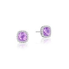 Grand Rapids Jewelry Store - Earrings Tacori Fashion Silver 18k Gold Cushion Gem Stud Amethyst Se24501 10