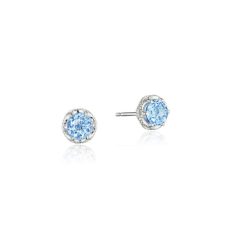 Earrings Tacori Fashion Silver 18k Gold Petite Crescent Crown Studs Swiss Blue Topaz Se24045 10 Grand Rapids Jewelry Store - Earrings Tacori Fashion Silver 18k Gold Petite Crescent Crown Studs Swiss Blue Topaz Se24045 10