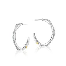 Earrings Tacori Fashion Silver 18k Gold Petite Crescent Curve Hoop Diamonds Se196 10 Grand Rapids Jewelry Store - Earrings Tacori Fashion Silver 18k Gold Petite Crescent Curve Hoop Diamonds Se196 10