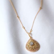 Grand Rapids Jewelry Store - Neck Necklace Medawar Yellow Rose White Gold Teardrop Diamond