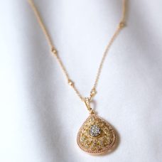 Neck Necklace Medawar Yellow Rose White Gold Teardrop Diamond Grand Rapids Jewelry Store - Neck Necklace Medawar Yellow Rose White Gold Teardrop Diamond
