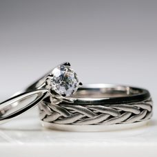 Rings Engagement And Mens Wedding Band Medawar White Gold Solitaire Braided Band Grand Rapids Jewelry Store - Rings Engagement And Mens Wedding Band Medawar White Gold Solitaire Braided Band