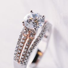 Grand Rapids Jewelry Store - Rings Engagement Medawar Rose White Gold Diamond Rows