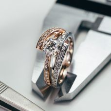 Grand Rapids Jewelry Store - Rings Engagement Medawar Rose White Gold Dual Ring Diamonds