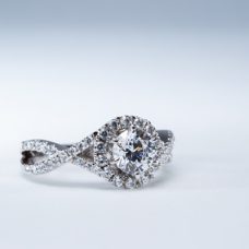 Rings Engagement Medawar White Gold Platinum Crisscross Halo Diamonds Grand Rapids Jewelry Store - Rings Engagement Medawar White Gold Platinum Crisscross Halo Diamonds