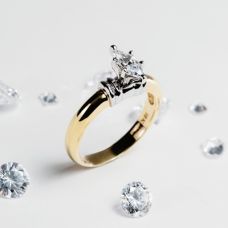 Grand Rapids Jewelry Store - Rings Engagement Medawar Yellow White Gold Solitaire Diamond