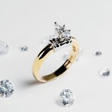 Grand Rapids Jewelry Store - Rings Engagement Medawar Yellow White Gold Solitaire Diamond