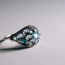 Rings Fashion Medawar White Gold Diamond Blue Topaz Grand Rapids Jewelry Store - Rings Fashion Medawar White Gold Diamond Blue Topaz