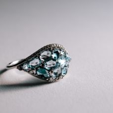 Grand Rapids Jewelry Store - Rings Fashion Medawar White Gold Diamond Blue Topaz