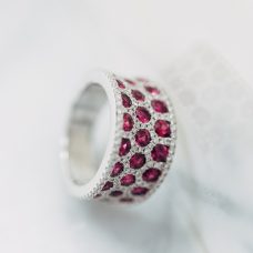 Rings Fashion Medawar White Gold Diamond Ruby Honeycomb Design Grand Rapids Jewelry Store - Rings Fashion Medawar White Gold Diamond Ruby Honeycomb Design