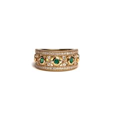 Rings Fashion Medawar Yellow Gold Diamond Emerald Grand Rapids Jewelry Store - Rings Fashion Medawar Yellow Gold Diamond Emerald