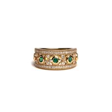 Grand Rapids Jewelry Store - Rings Fashion Medawar Yellow Gold Diamond Emerald