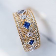 Grand Rapids Jewelry Store - Rings Fashion Medawar Yellow White Gold Diamond Sapphire