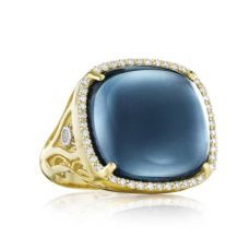 Grand Rapids Jewelry Store - Rings Fashion Tacori Fashion Yellow Gold Pave Cushion Cavochon Ring Sky Blue Topaz Over Hematite Sr165y37 10