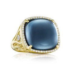 Rings Fashion Tacori Fashion Yellow Gold Pave Cushion Cavochon Ring Sky Blue Topaz Over Hematite Sr165y37 10 Grand Rapids Jewelry Store - Rings Fashion Tacori Fashion Yellow Gold Pave Cushion Cavochon Ring Sky Blue Topaz Over Hematite Sr165y37 10
