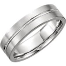Grand Rapids Jewelry Store - Rings Mens Wedding Band Medawar Comfort Fit White Gold Platinum Grooved