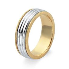Grand Rapids Jewelry Store - Rings Mens Wedding Band Medawar Two Tone White Gold Platinum Yellow Gold