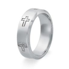 Grand Rapids Jewelry Store - Rings Mens Wedding Band Medawar White Gold Platinum Crosses