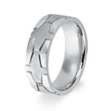 Grand Rapids Jewelry Store - Rings Mens Wedding Band Medawar White Gold Platinum Geometric Design
