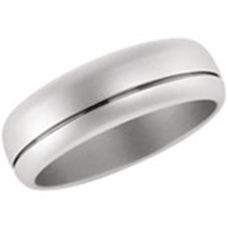 Grand Rapids Jewelry Store - Rings Mens Wedding Band Medawar White Gold Platinum Grooved Beadblast Finish