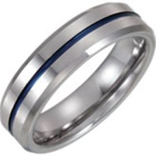 Grand Rapids Jewelry Store - Rings Mens Wedding Band Medawar White Gold Platinum Grooved Blue Enamel