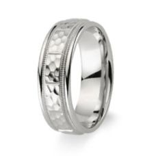 Grand Rapids Jewelry Store - Rings Mens Wedding Band Medawar White Gold Platinum Hammer Finish