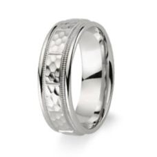Rings Mens Wedding Band Medawar White Gold Platinum Hammer Finish Grand Rapids Jewelry Store - Rings Mens Wedding Band Medawar White Gold Platinum Hammer Finish