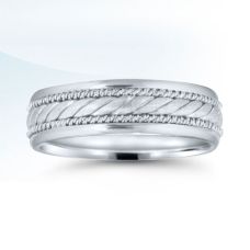 Grand Rapids Jewelry Store - Rings Mens Wedding Band Medawar White Gold Platinum Twisted Milgrain Groove