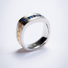 Rings Mens Wedding Band Medawar White Gold Platinum Yellow Gold Inlay Saphire Diamond Grand Rapids Jewelry Store - Rings Mens Wedding Band Medawar White Gold Platinum Yellow Gold Inlay Saphire Diamond