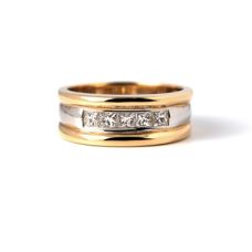 Grand Rapids Jewelry Store - Rings Mens Wedding Band Medawar Yellow White Gold Platinum Diamond