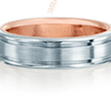 Grand Rapids Jewelry Store - Rings Mens Wedding Band Verragio White Gold Platinum Rose Gold Inlay Satin Finish