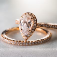 Grand Rapids Jewelry Store - Rings Wedding Set Medawar Rose Gold Eternity Wedding Band Tear Drop Engagement Diamonds